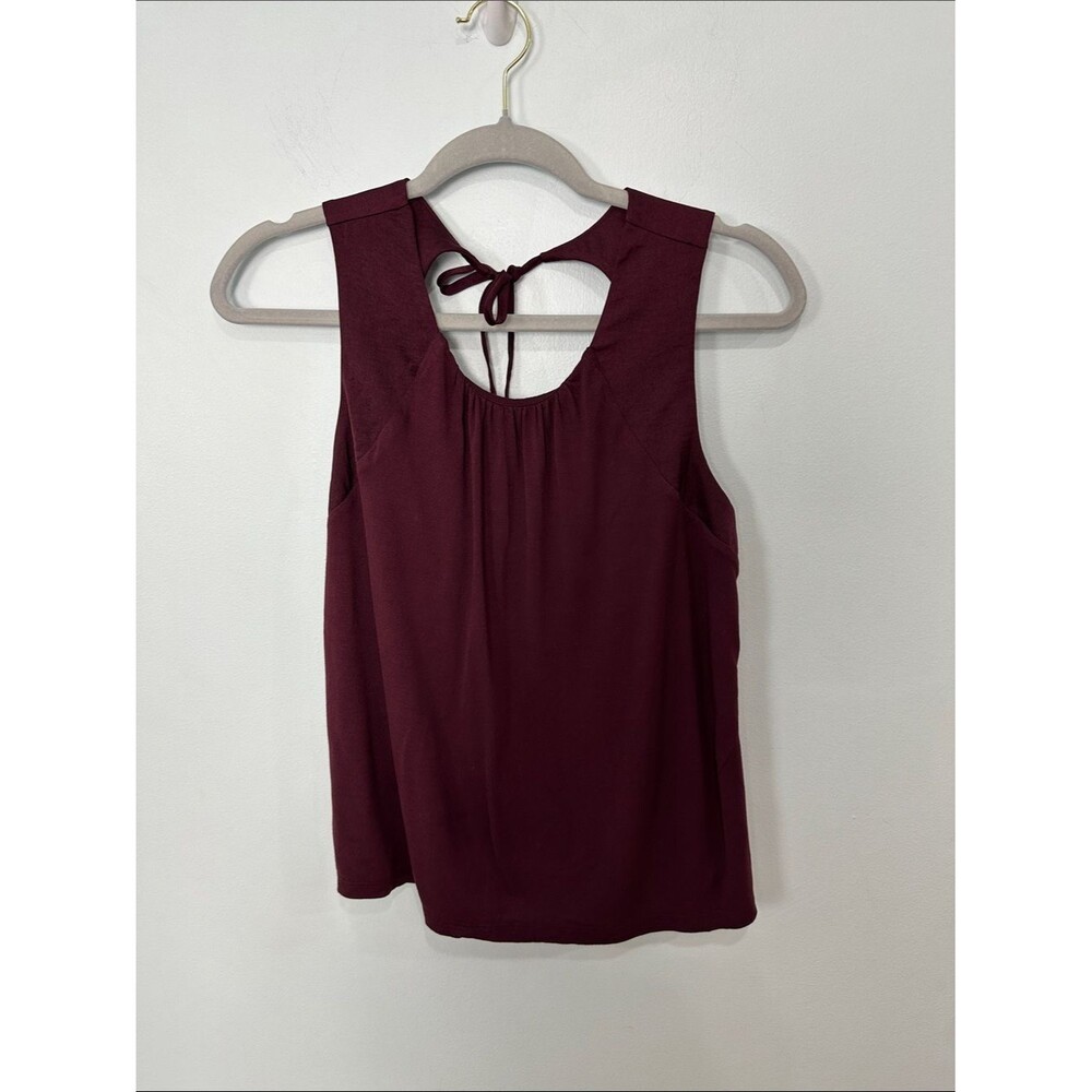 Banana Republic Size Petite Small Sleeveless Tie Back Top Burgundy Wine